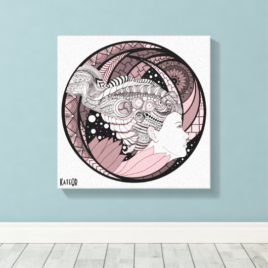 Mijn gedachten. Abstracte kunst. Graphics Canvas Afdruk (Insitu (Houten vloer))