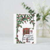 Mijn gedachten zijn bij jullie deze kerstdag briefkaart (Staand voorkant)