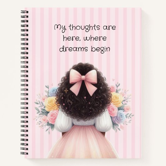 "Mijn gedachten zijn hier, waar dromen beginnen.No Notitieboek (Voorkant)