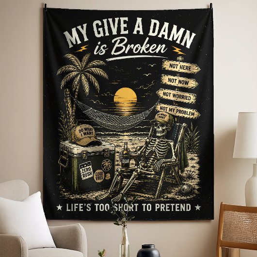 Mijn Geef-Niet-Om is Gebroken Leven is Te Kort Wandkleed