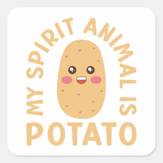 Mijn Geest Dier is Potato Vierkante Sticker (Voorkant)