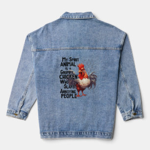Mijn geestdier is een chagrijnige kip die klapt denim jacket