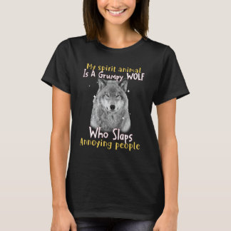 Mijn geestdier is een chagrijnige wolf grappig t-shirt