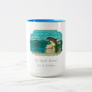 Mijn geestdier is een dolfijn tweekleurige koffiemok