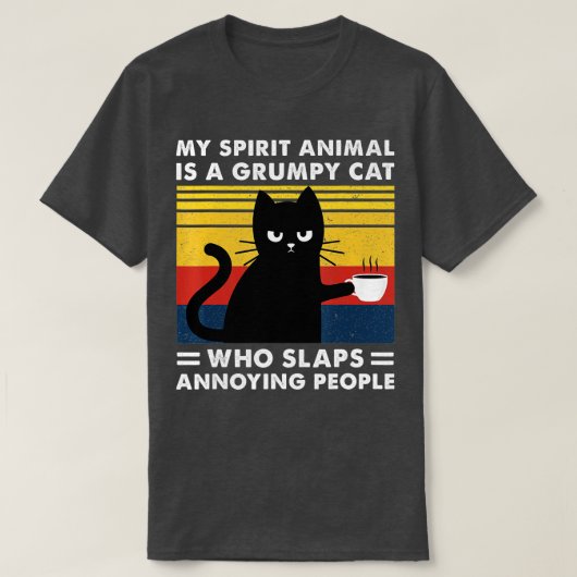 Mijn Geestesdier is een bruine zwarte kat grappige T-shirt (Design voorkant)