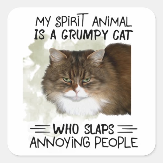 Mijn Geestesdier is een kattediercitroenen. Vierkante Sticker (Voorkant)