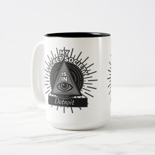 Mijn geheime maatschappij is in (om het even welke tweekleurige koffiemok (Voorkant links)