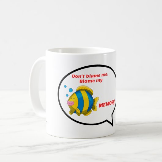 Mijn geheugen, grappige visbelletje, de schuld gev koffiemok (Voorkant links)