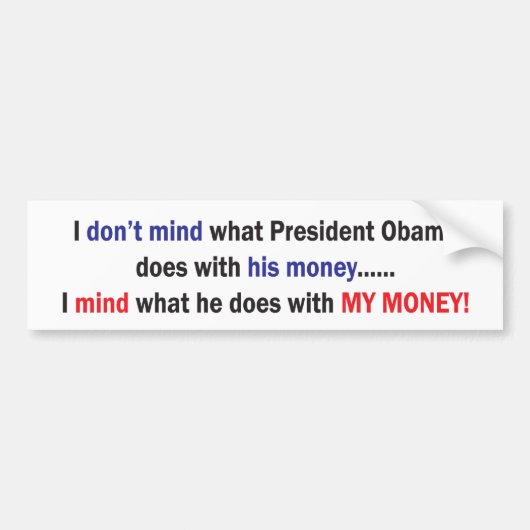 MIJN GELD BUMPERSTICKER (Voorkant)