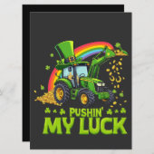 Mijn geluk beproeven Funny graafmachine St. Patric Feestdagenkaart (Voorkant / Achterkant)