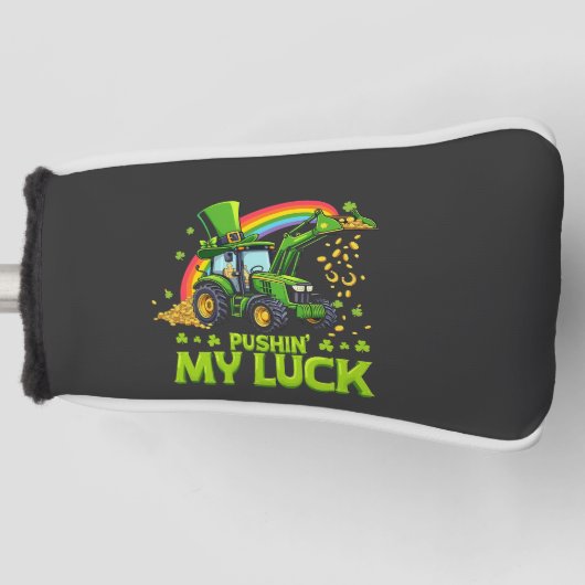 Mijn geluk beproeven Funny graafmachine St. Patric Golfheadcover (Voorkant)