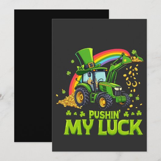 Mijn geluk beproeven Funny graafmachine St. Patric Kaart (Voorkant / Achterkant)