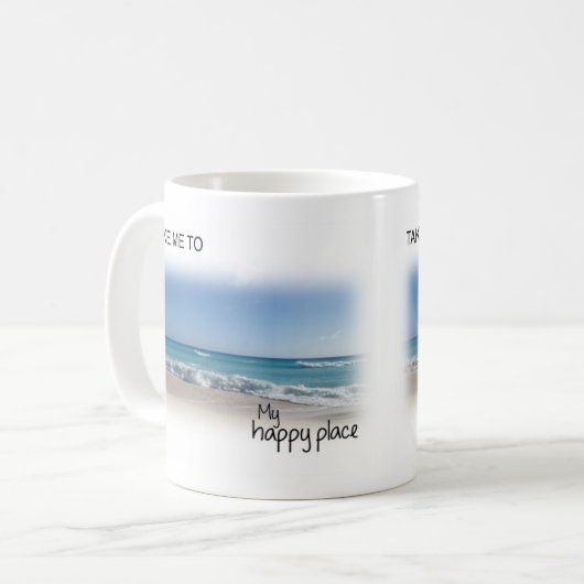 Mijn gelukkige mok op het strand (Voorkant links)