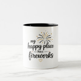 Mijn Gelukkige Plek Heeft Vuurwerk Tweekleurige Koffiemok