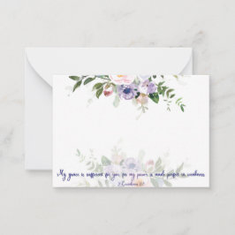 Mijn genade is voldoende, pastel waterverf floral notitiekaartje