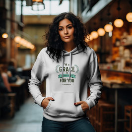 Mijn genade is voldoende Schriftuur Teal Hoodie