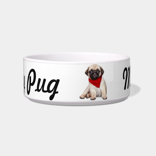 Mijn Gepersonaliseerde Pug Kom (Voorkant)