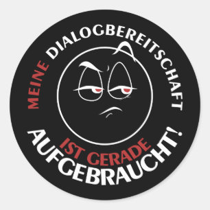 Mijn gespreksbereidheid is nu op! ronde sticker