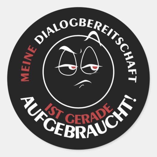 Mijn gespreksbereidheid is nu op! ronde sticker (Voorkant)