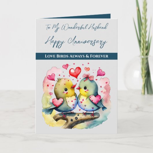 Mijn geweldige man liefde vogels Jubileum Kaart (Voorkant)
