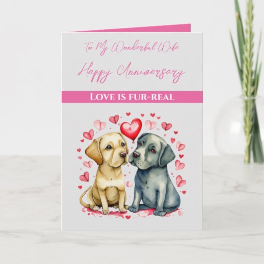 Mijn geweldige vrouw schattige honden Jubileum Kaart (Voorkant)