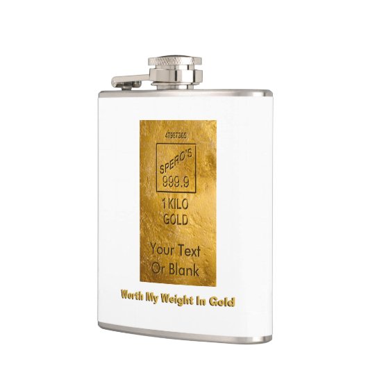 Mijn gewicht in goud heupfles (Links)