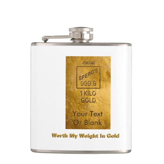 Mijn gewicht in goud heupfles (Voorkant)