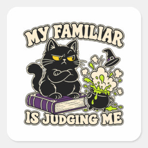 Mijn Gezelschapsdier Oordeelt Me Zwarte Kat Vierkante Sticker