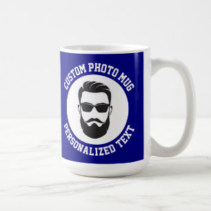 Mijn gezicht op een NAVY-BLAUW grote aangepaste mo Koffiemok