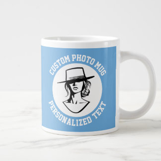 Mijn gezicht op een POEDERBLAUWE op maat gemaakte Grote Koffiekop