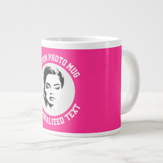Mijn gezicht op een ROZE AARDBEIENKLEURIGE aangepa Grote Koffiekop