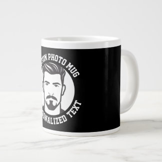 Mijn gezicht op een ZWARTE aangepaste reuzenmok Grote Koffiekop