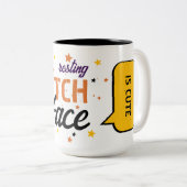 Mijn gezicht van een heks is Schattige | Sterren,  Tweekleurige Koffiemok (Voorkant rechts)