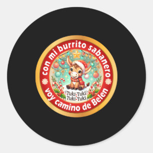 Mijn Gezonde Burrito Mexicaanse Kerst Ezel Spaans Ronde Sticker