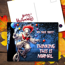 Mijn giftige eigenschap griezelige Halloween clown Feestdagenkaart
