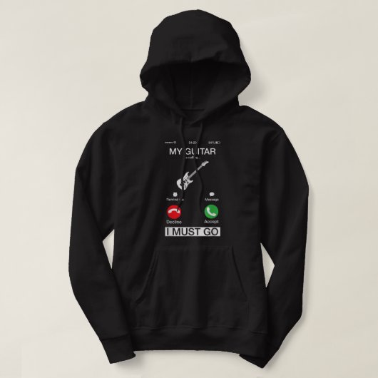Mijn gitaar belt en ik moet een grappige telefoon hoodie (Design voorkant)