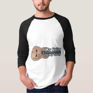 Mijn gitaar is mijn therapie. vintage bruine gitaa t-shirt