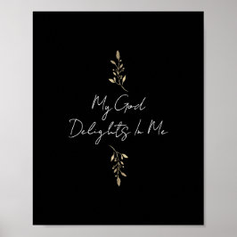 Mijn God Delights in mij Gold Leaves Christelijk Poster