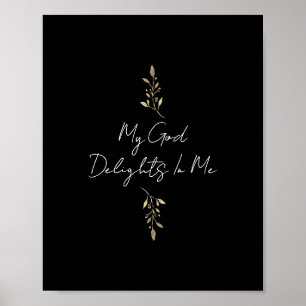 Mijn God Delights in mij Gold Leaves Christelijk Poster