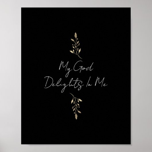 Mijn God Delights in mij Gold Leaves Christelijk Poster (Voorkant)