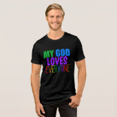 Mijn God houdt van iedereen LGBTQ Christelijk Tri-Blend Shirt (Voorkant volledig)