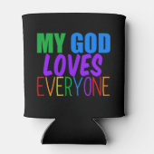 Mijn God houdt van iedereen mooie regenboog Blikjeskoeler (Achterkant)