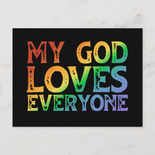 Mijn God houdt van iedereen (regenboog, ruw) Briefkaart