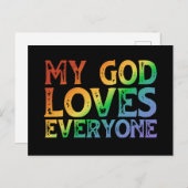 Mijn God houdt van iedereen (regenboog, ruw) Briefkaart (Voorkant / Achterkant)