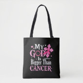 Mijn God is Groter Dan Borstkanker Tote Bag (Voorkant)