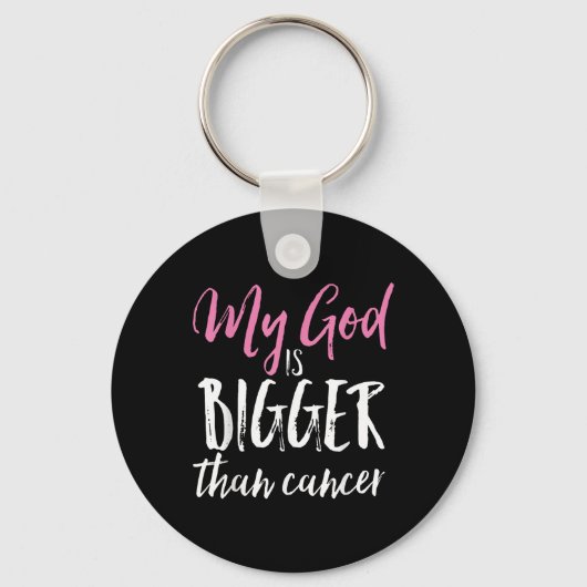 Mijn God is groter dan kankerbewustzijn Christelij Sleutelhanger (Voorkant)