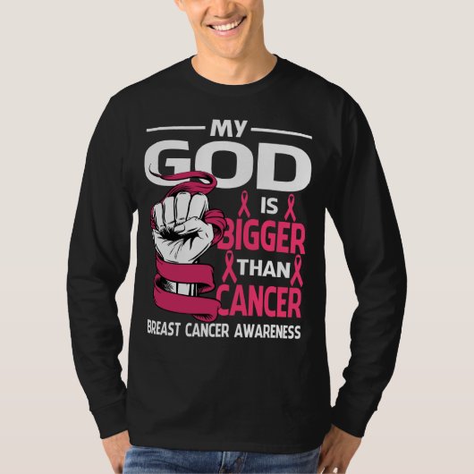 Mijn God is groter dan kankergezwel. T-shirt (Voorkant)