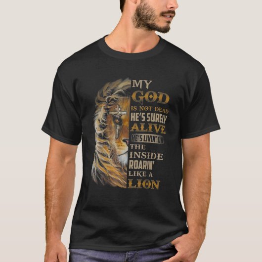 Mijn God is niet dood, Hij leeft zeker T-shirt (Voorkant)