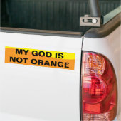 MIJN GOD IS NIET ORANJE BUMPERSTICKER (Op Truck)
