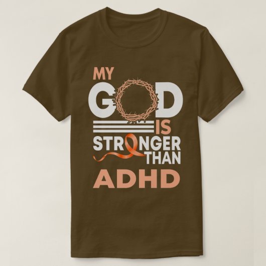 Mijn God is sterker dan Adhd Awareness Ribbon Prem T-shirt (Design voorkant)
